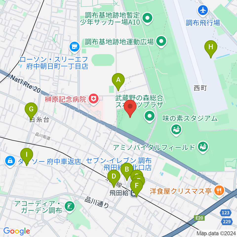 AGFフィールド周辺のカフェ一覧地図