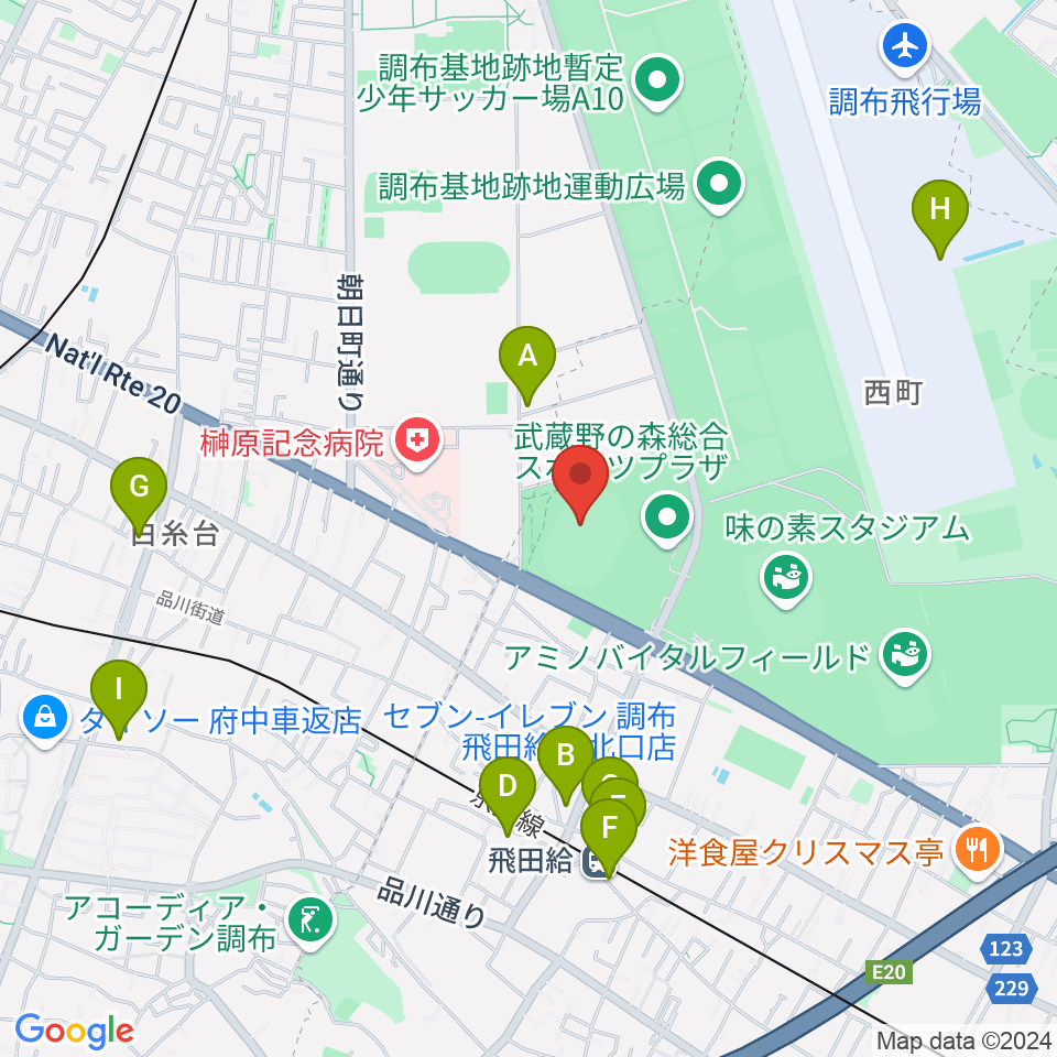 AGFフィールド周辺のカフェ一覧地図