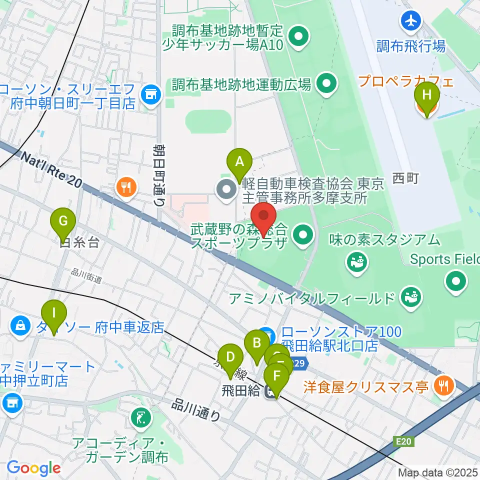 AGFフィールド周辺のカフェ一覧地図