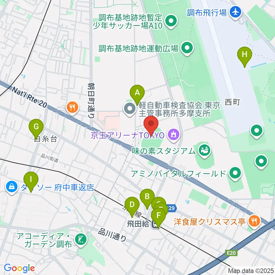 AGFフィールド周辺のカフェ一覧地図