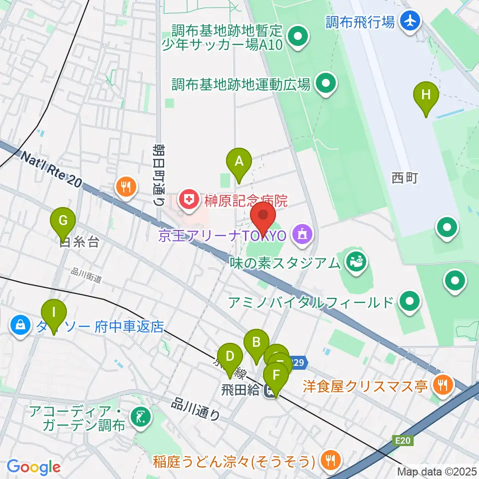 AGFフィールド周辺のカフェ一覧地図
