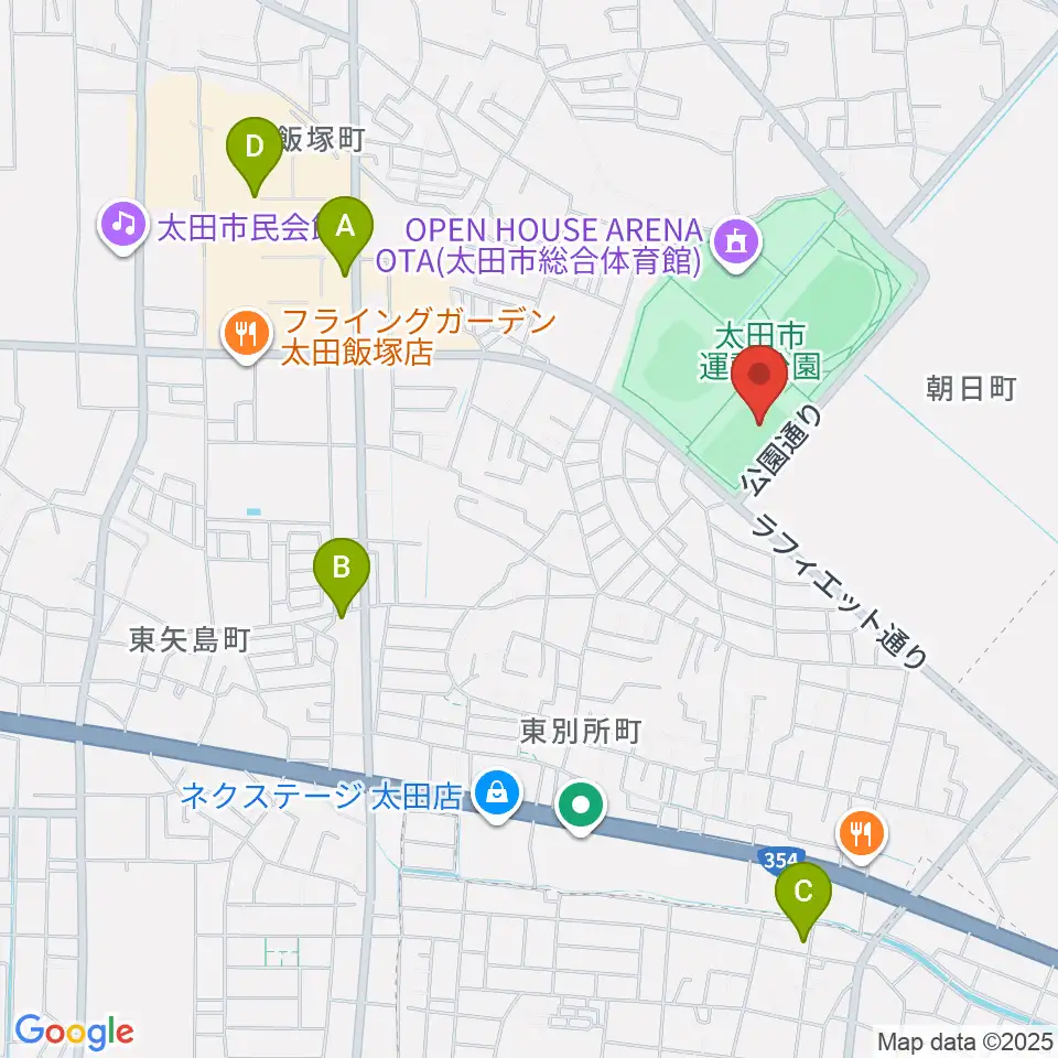 太田市運動公園サッカー・ラグビー場周辺のカフェ一覧地図