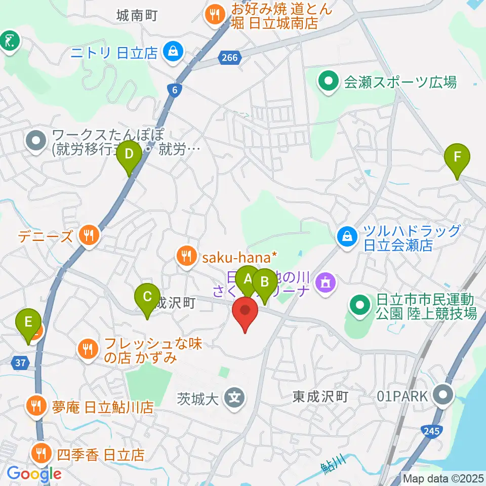 日立市民運動公園野球場周辺のカフェ一覧地図
