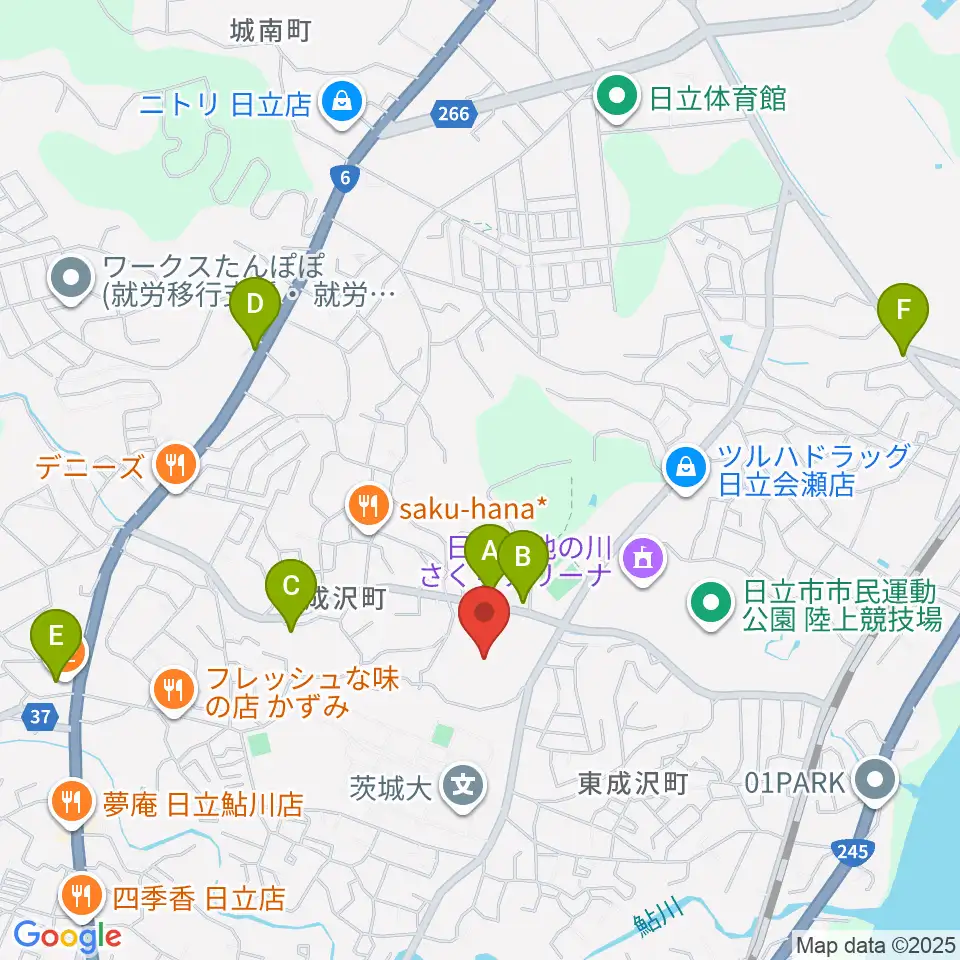 日立市民運動公園野球場周辺のカフェ一覧地図
