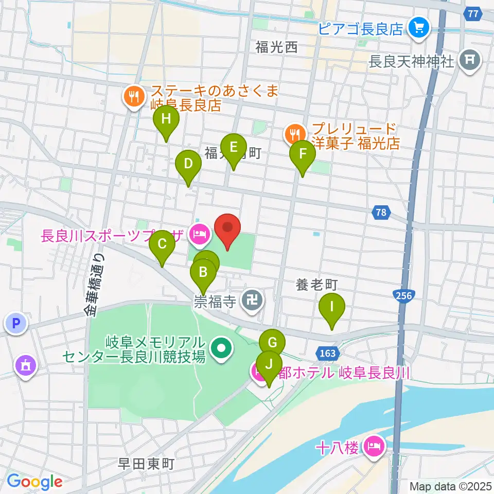 新日本ガス球技メドウ周辺のカフェ一覧地図