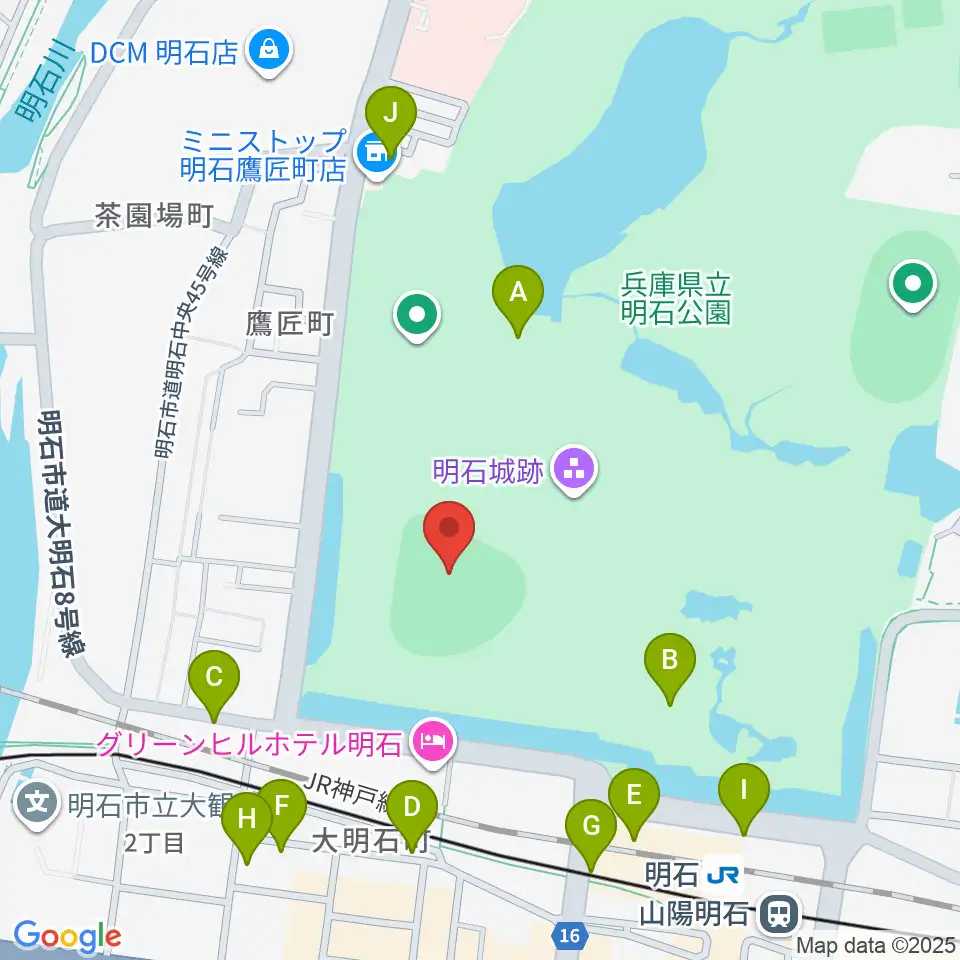 明石トーカロ球場周辺のカフェ一覧地図