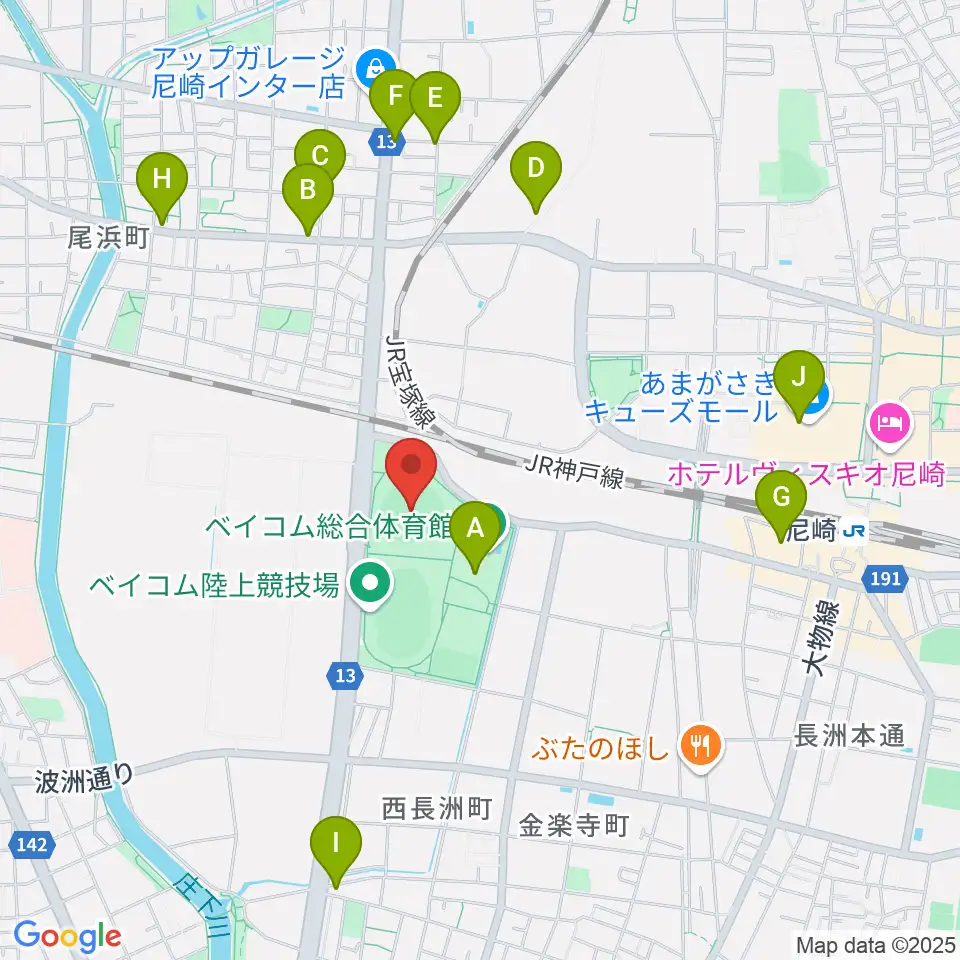 ベイコム野球場周辺のカフェ一覧地図