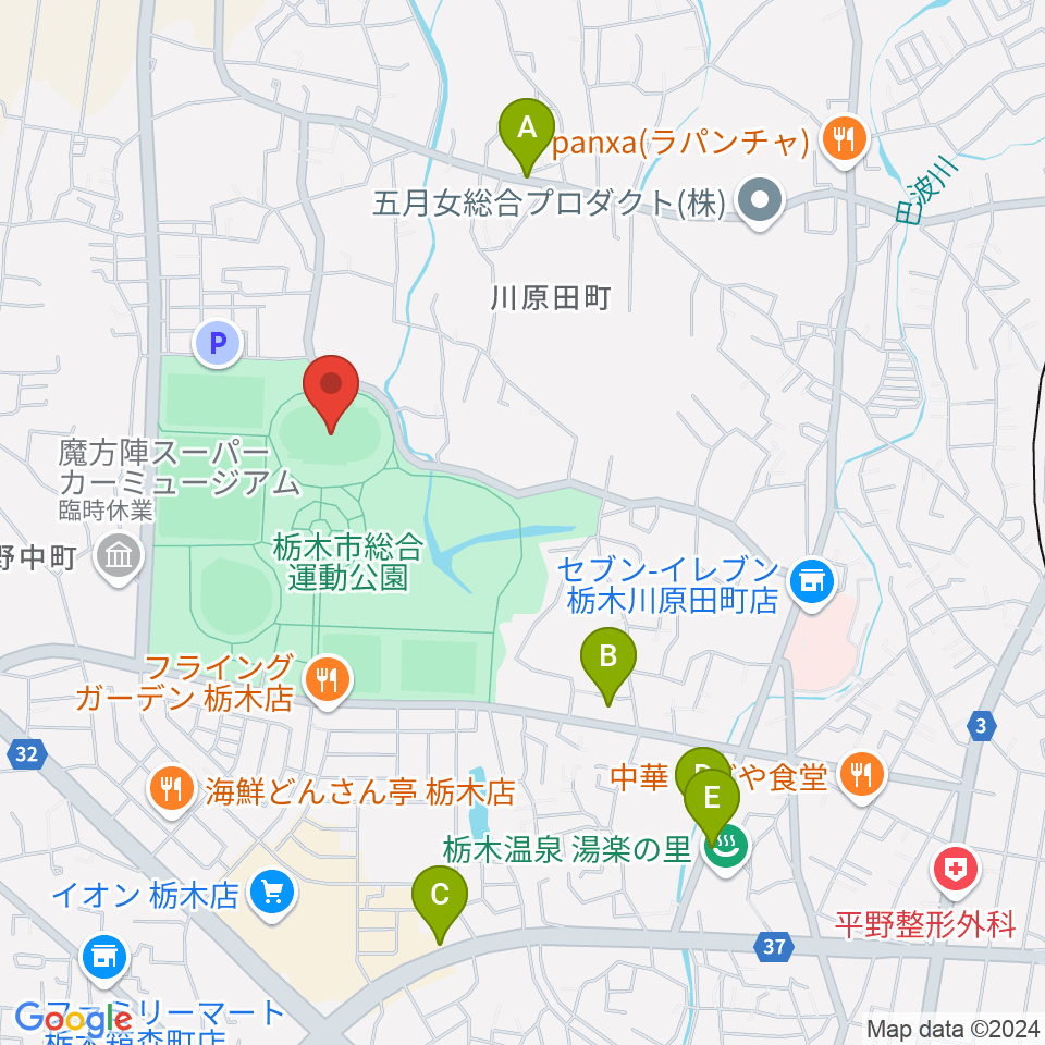 ニッコークリエートスポーツフィールドとちぎ周辺のカフェ一覧地図