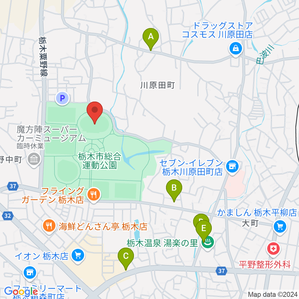 ニッコークリエートスポーツフィールドとちぎ周辺のカフェ一覧地図