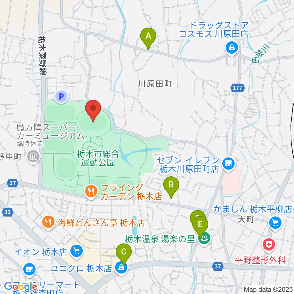 ニッコークリエートスポーツフィールドとちぎ周辺のカフェ一覧地図