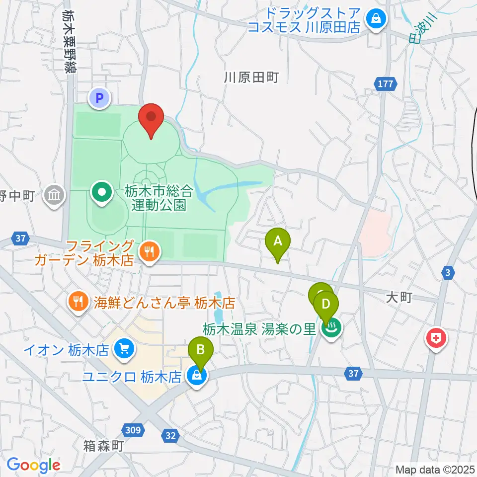ニッコークリエートスポーツフィールドとちぎ周辺のカフェ一覧地図