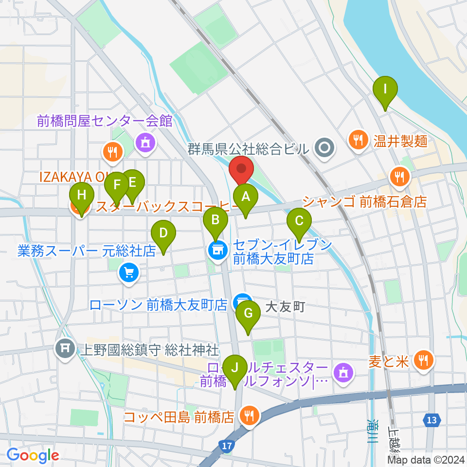 しんしん大渡温水プール・トレーニングセンター周辺のカフェ一覧地図