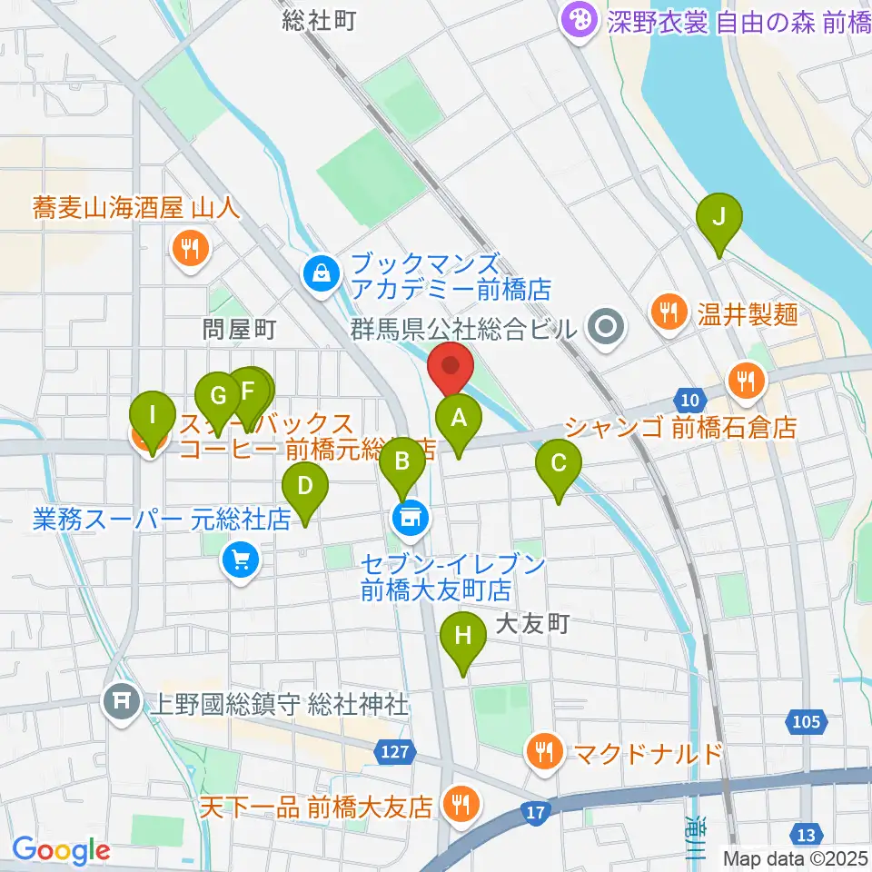 しんしん大渡温水プール・トレーニングセンター周辺のカフェ一覧地図