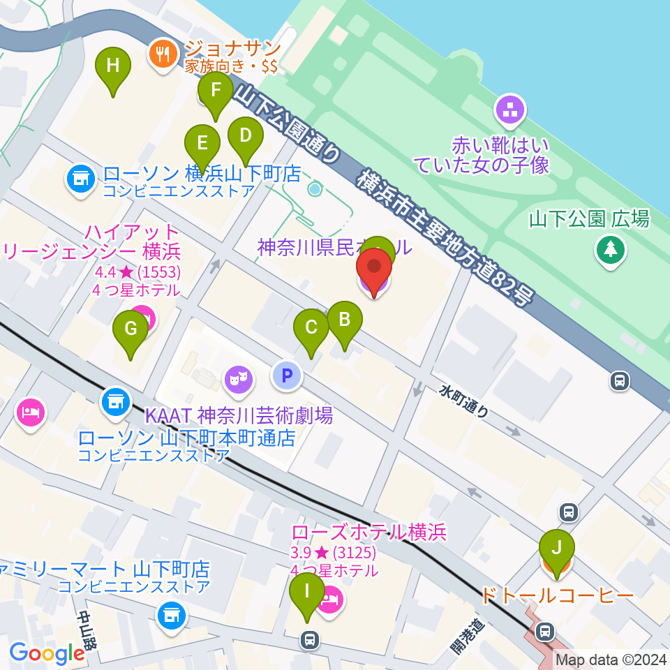 神奈川県民ホールギャラリー周辺のカフェ一覧地図