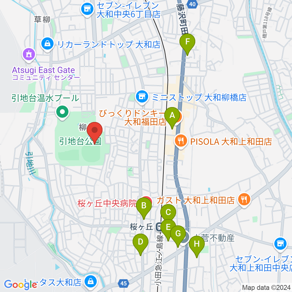 大和スタジアム周辺のカフェ一覧地図