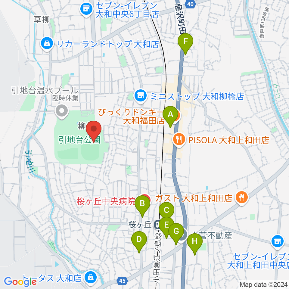 大和スタジアム周辺のカフェ一覧地図