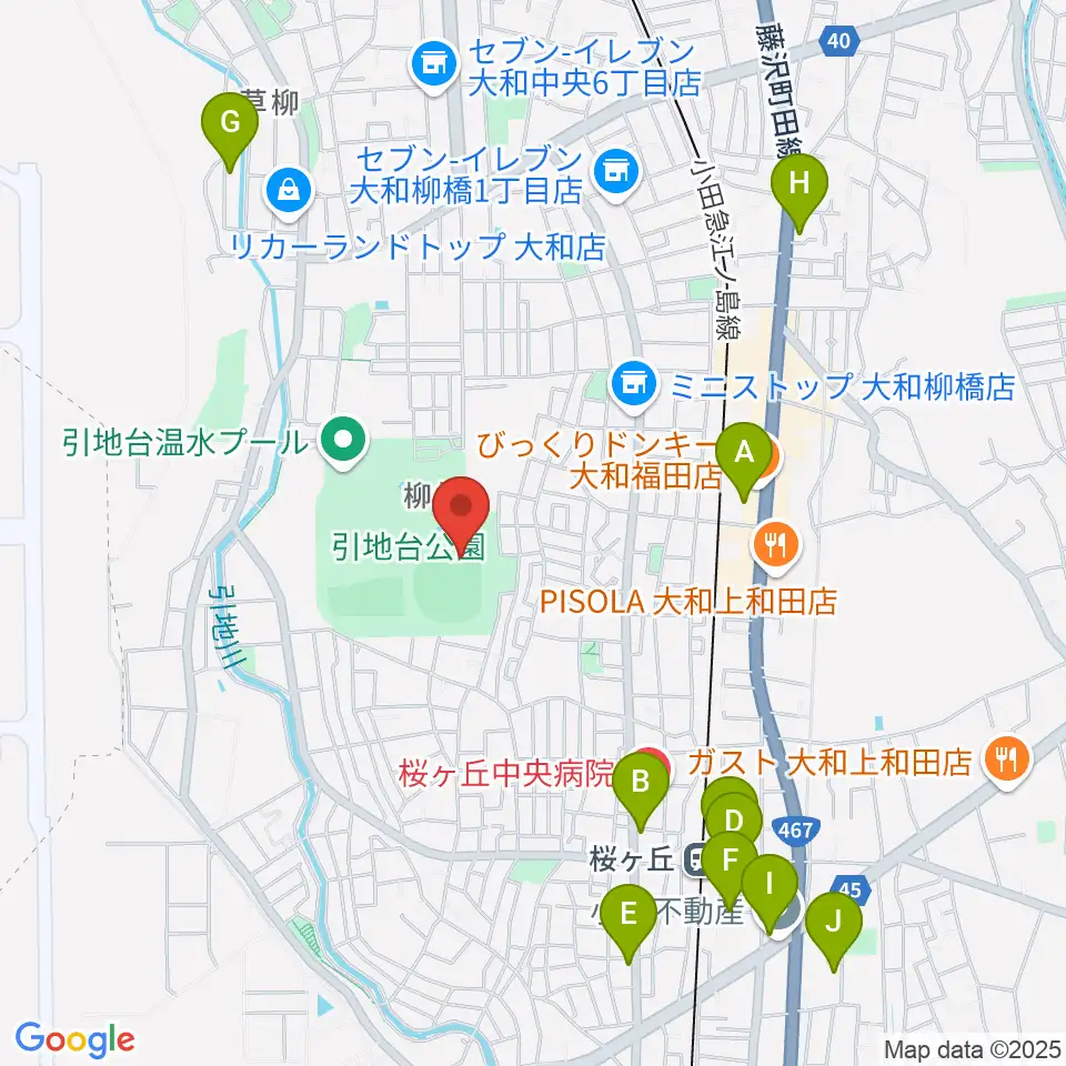 大和スタジアム周辺のカフェ一覧地図