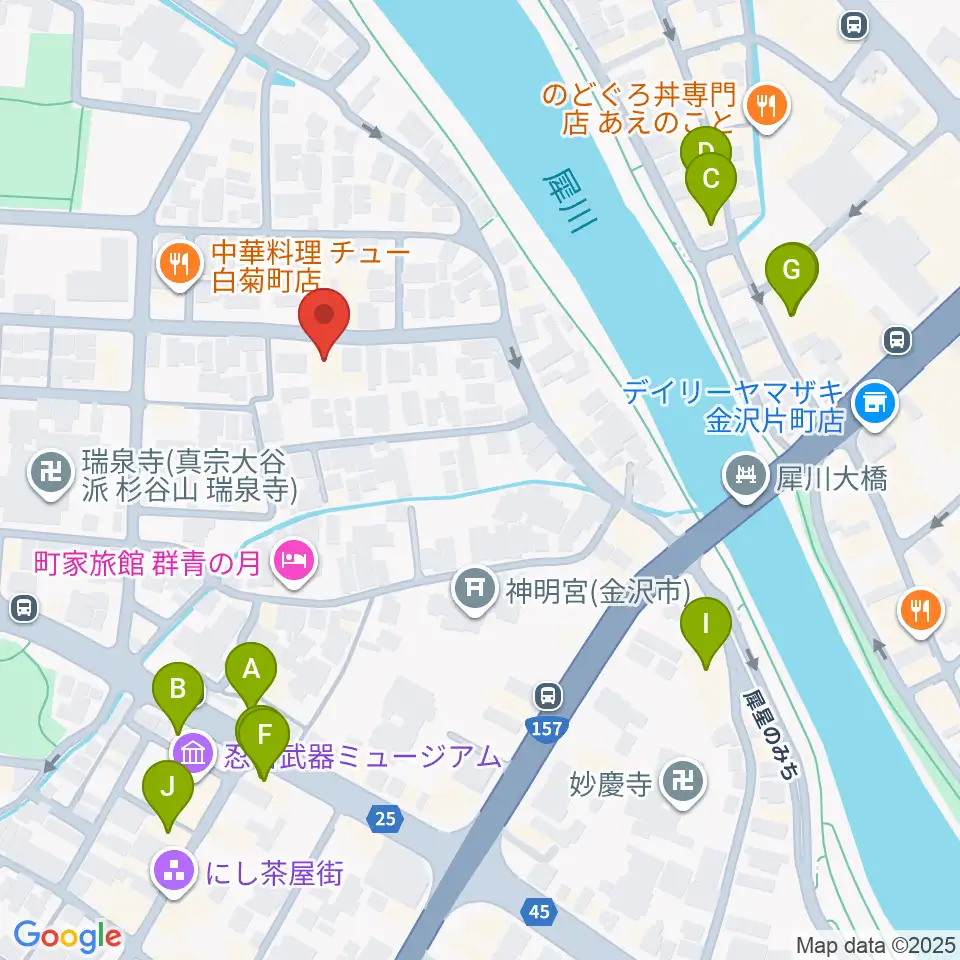 室生犀星記念館周辺のカフェ一覧地図
