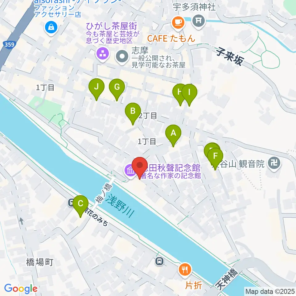 徳田秋聲記念館周辺のカフェ一覧地図