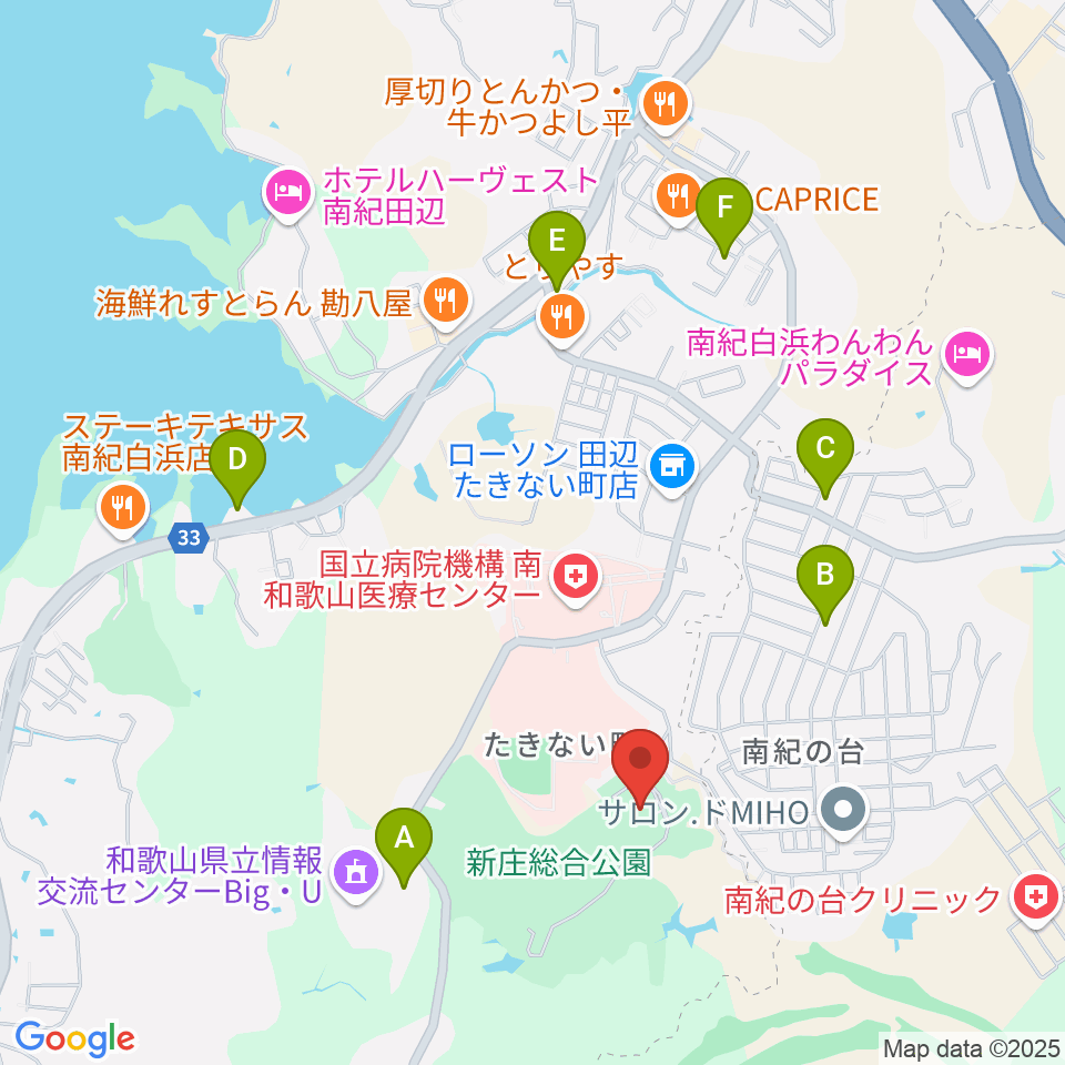 田辺市立美術館周辺のカフェ一覧地図