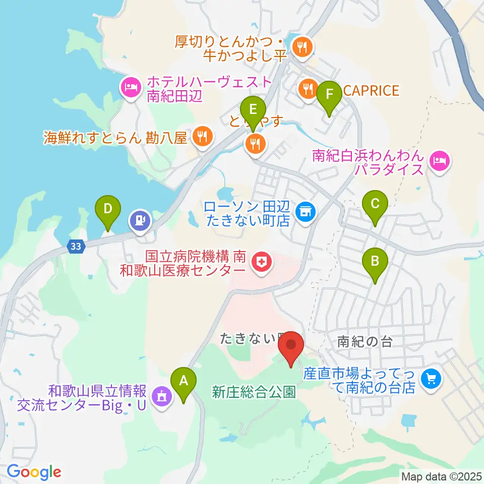 田辺市立美術館周辺のカフェ一覧地図