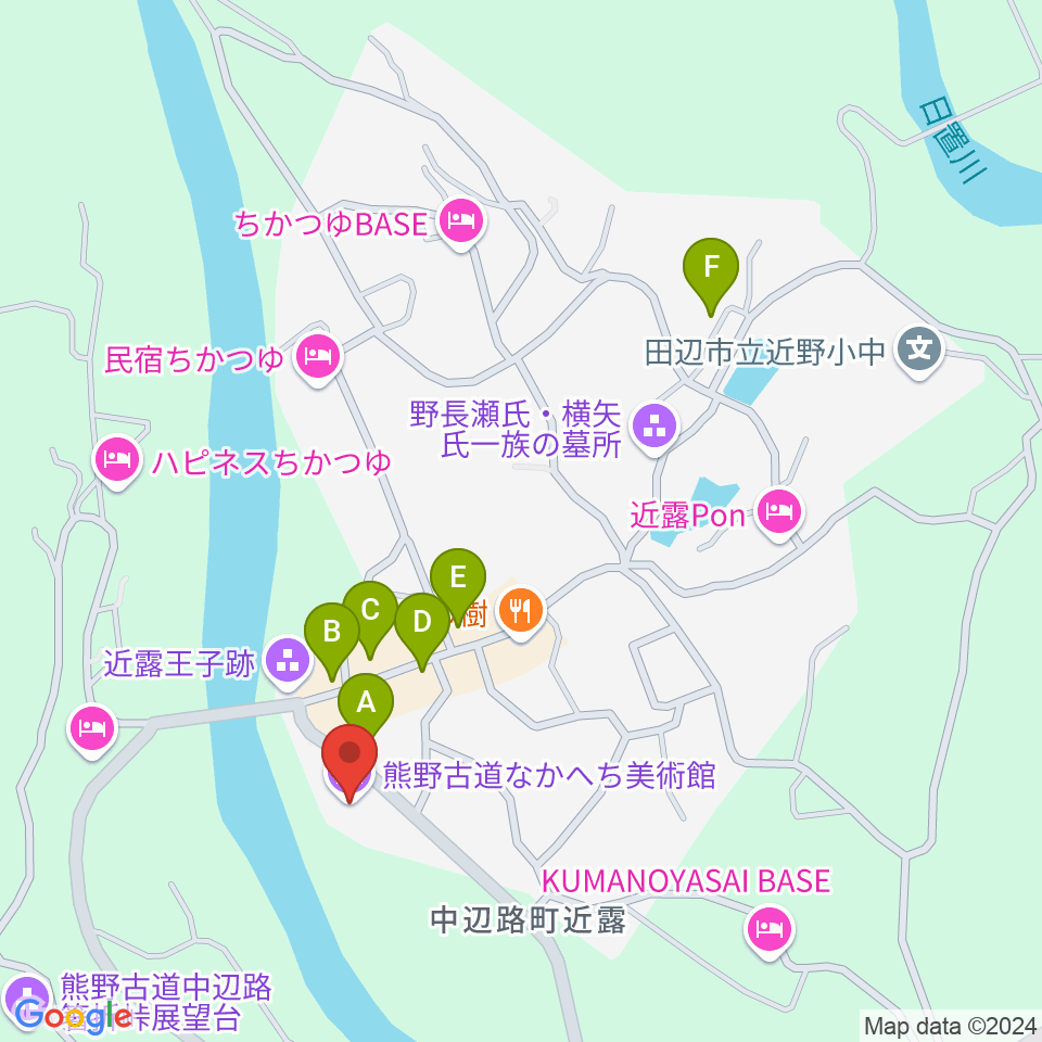 熊野古道なかへち美術館周辺のカフェ一覧地図