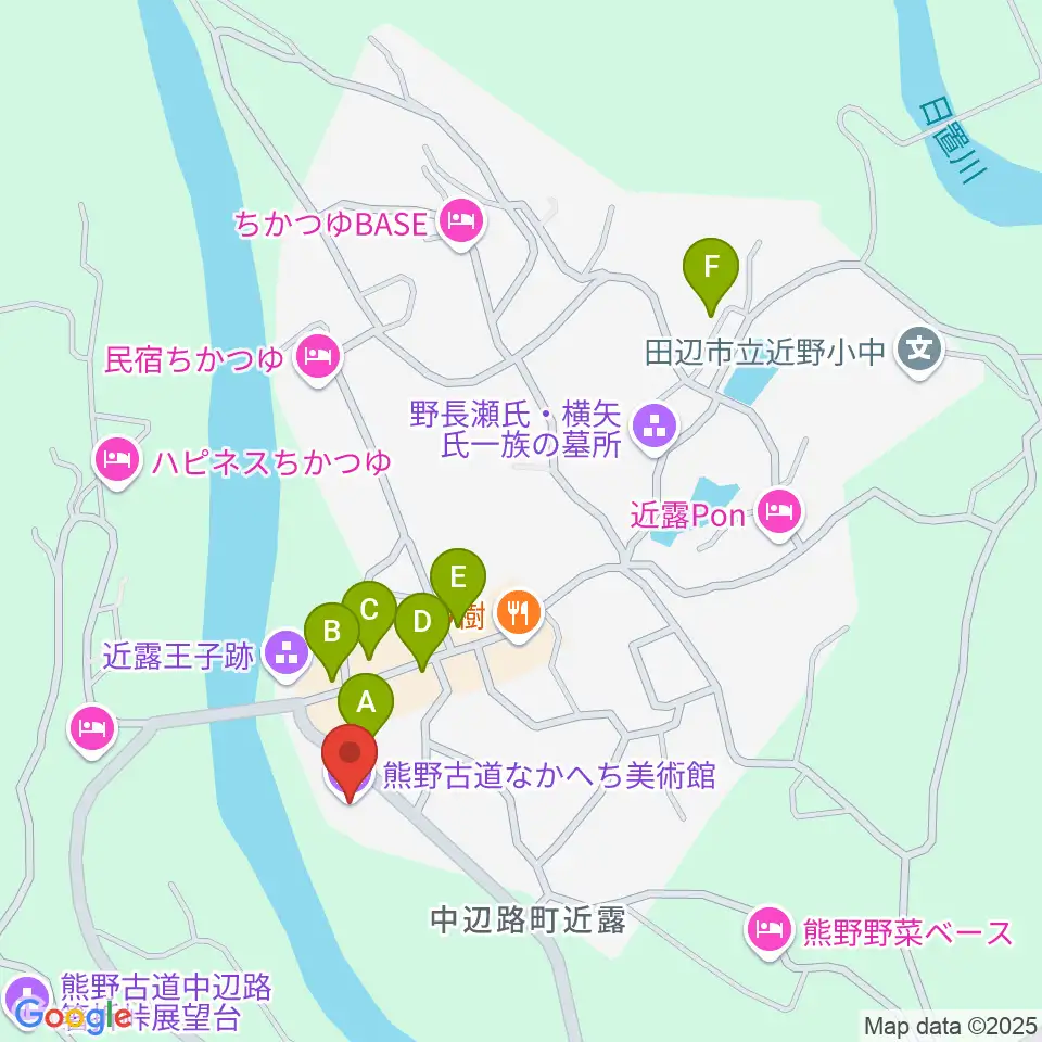 熊野古道なかへち美術館周辺のカフェ一覧地図