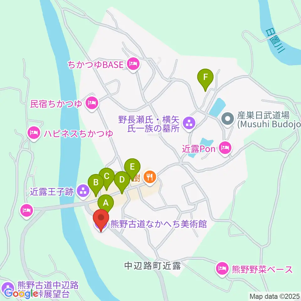 熊野古道なかへち美術館周辺のカフェ一覧地図