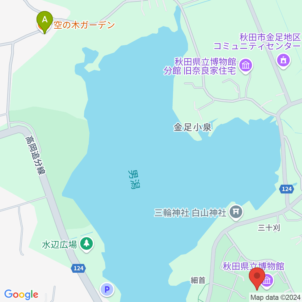 秋田県立博物館周辺のカフェ一覧地図