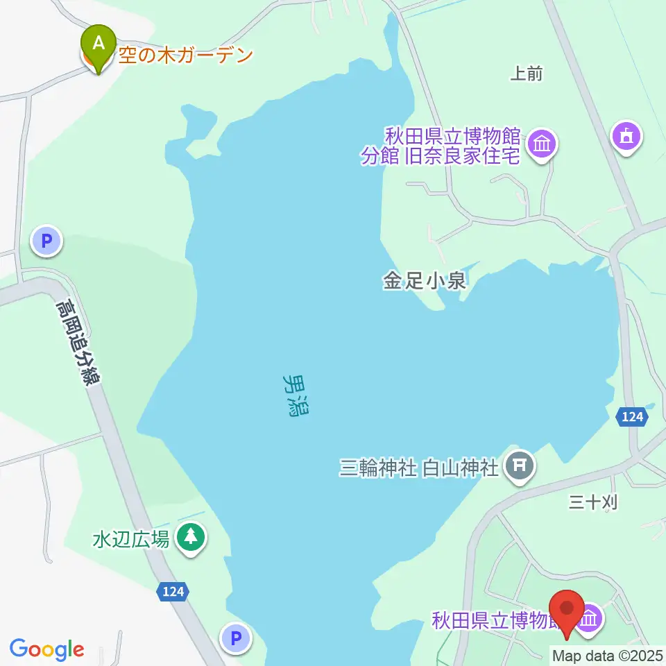 秋田県立博物館周辺のカフェ一覧地図