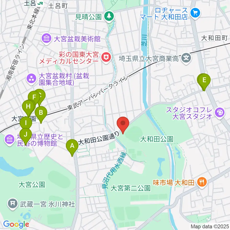 レジデンシャルスタジアム大宮周辺のカフェ一覧地図