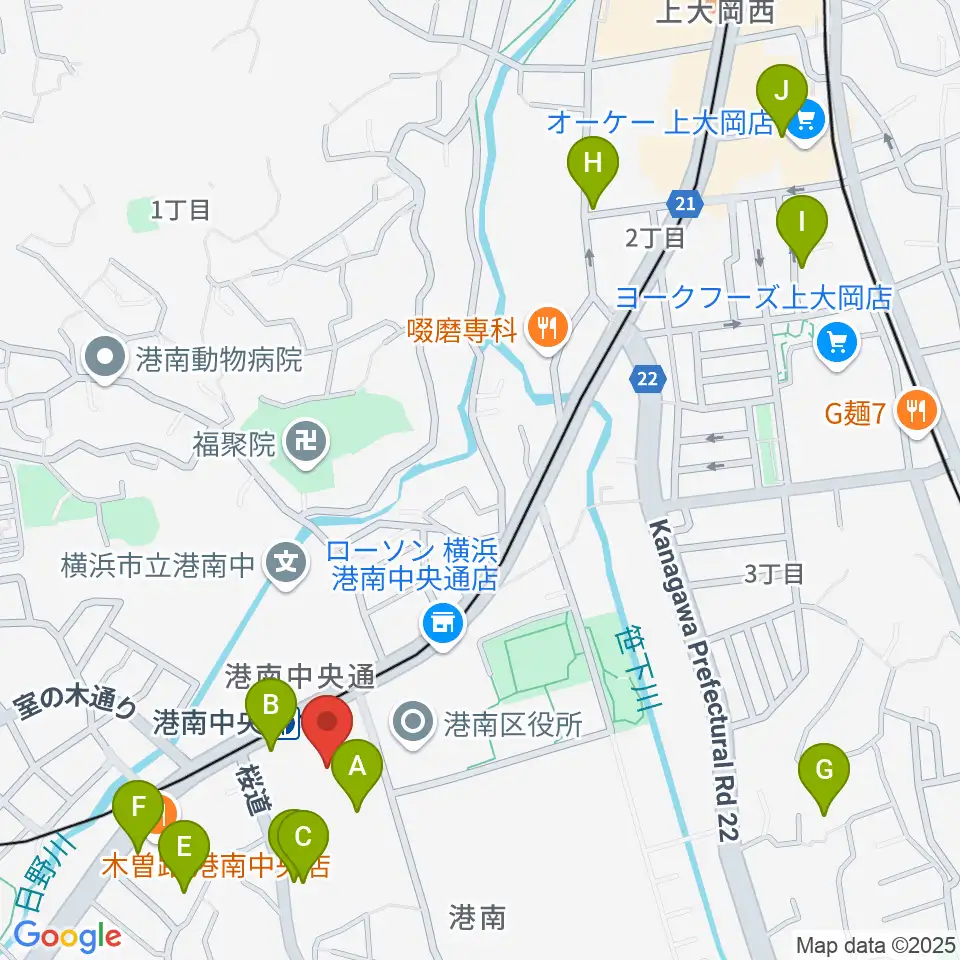 横浜市港南公会堂周辺のカフェ一覧地図