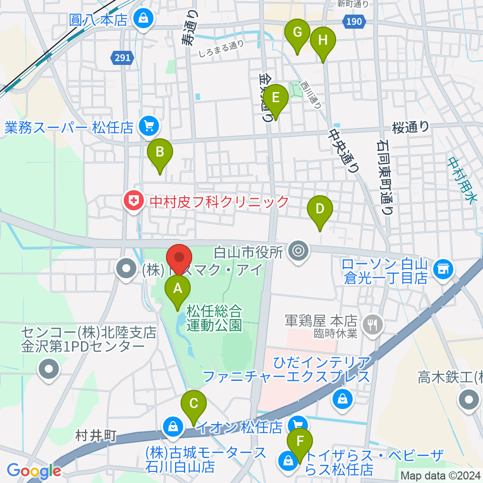 松任総合運動公園グラウンド周辺のカフェ一覧地図