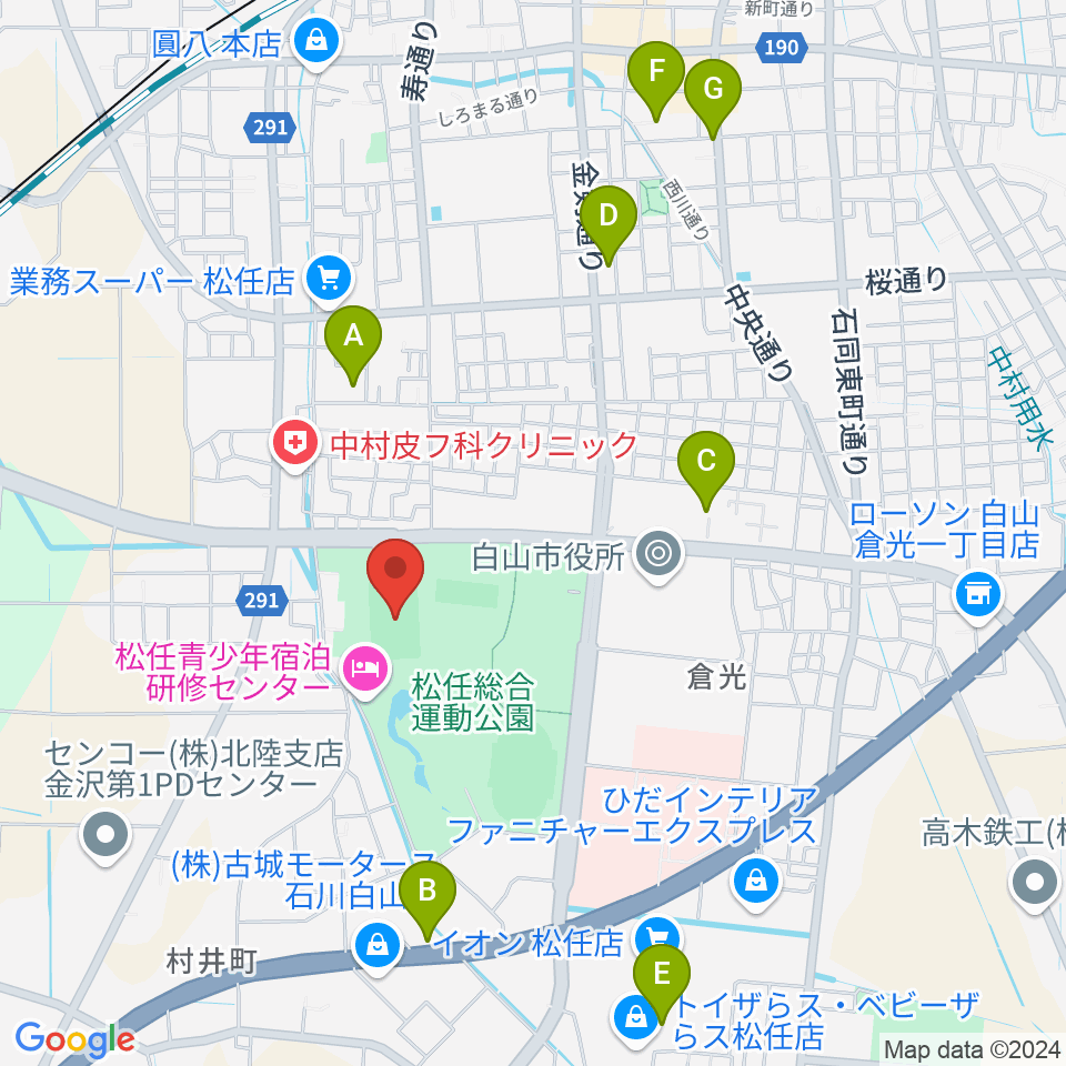 松任総合運動公園グラウンド周辺のカフェ一覧地図