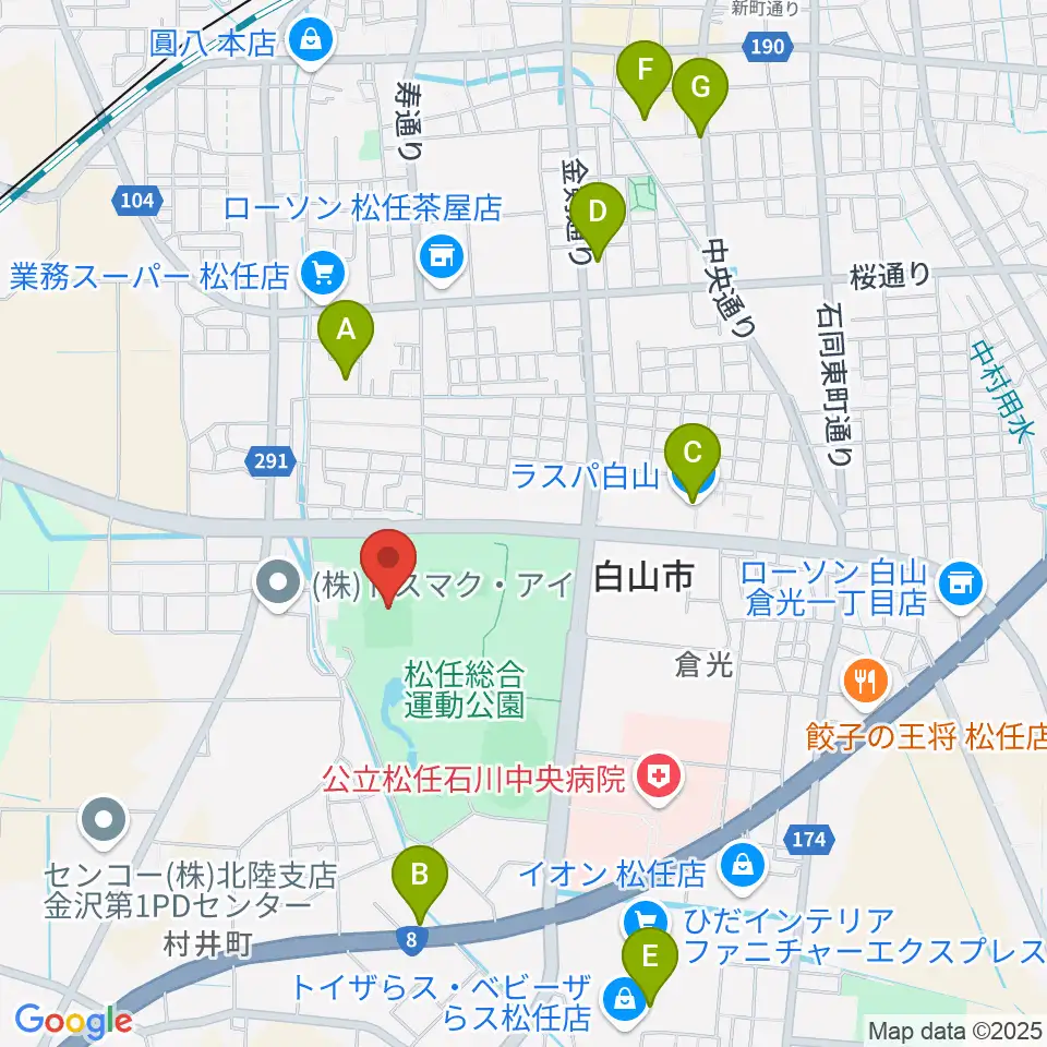松任総合運動公園グラウンド周辺のカフェ一覧地図
