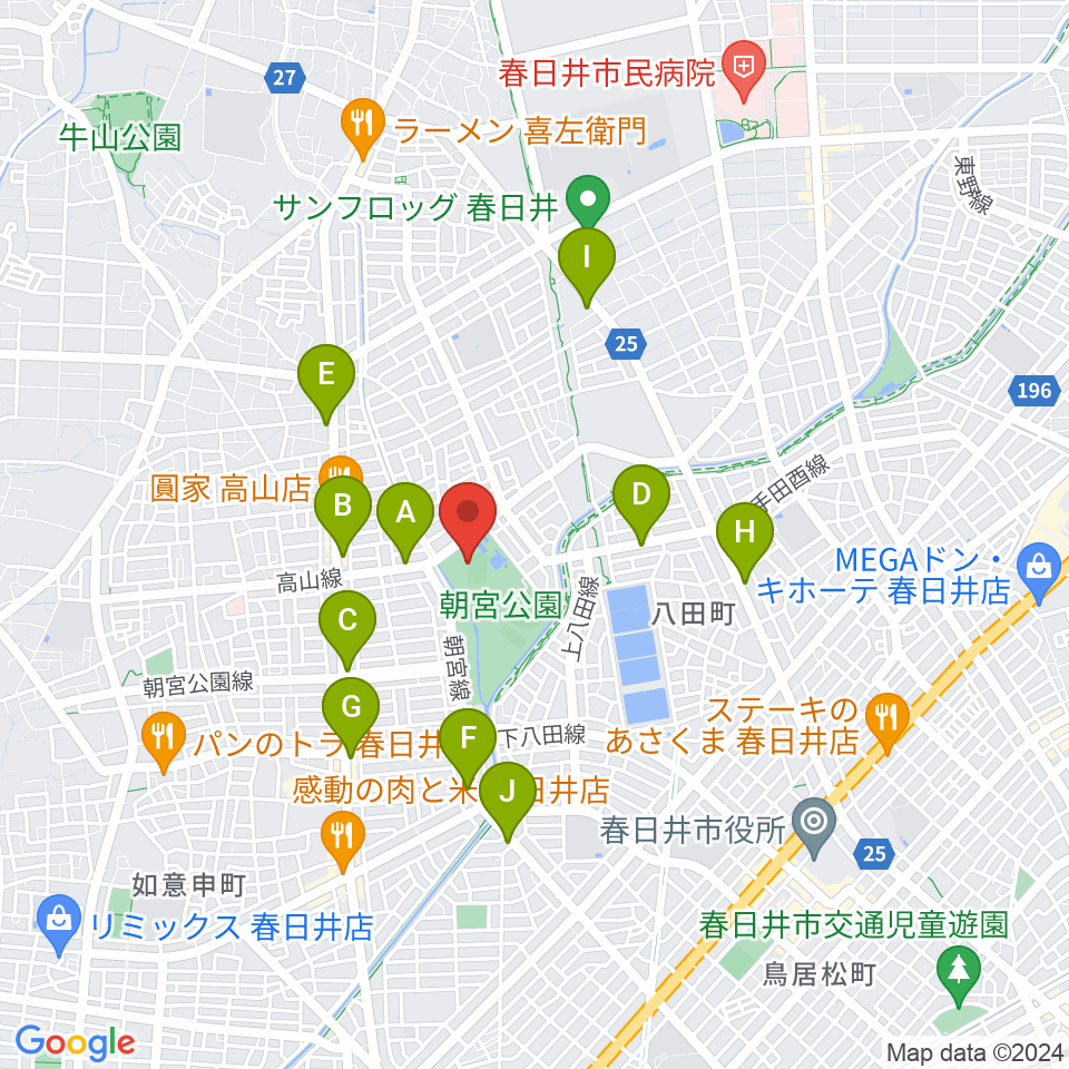 スポーレ春日井 朝宮公園陸上競技場周辺のカフェ一覧地図