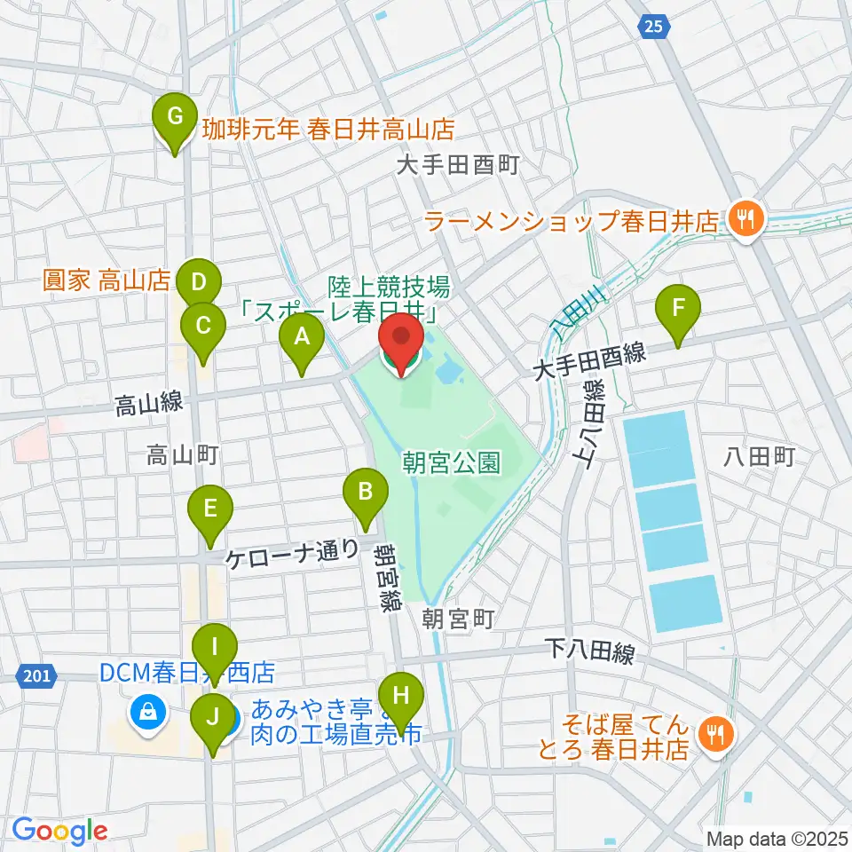 スポーレ春日井 朝宮公園陸上競技場周辺のカフェ一覧地図