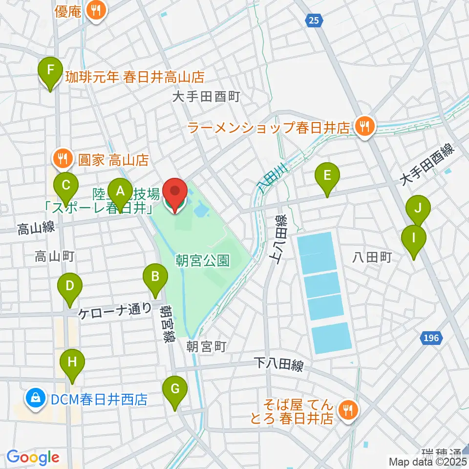 スポーレ春日井 朝宮公園陸上競技場周辺のカフェ一覧地図
