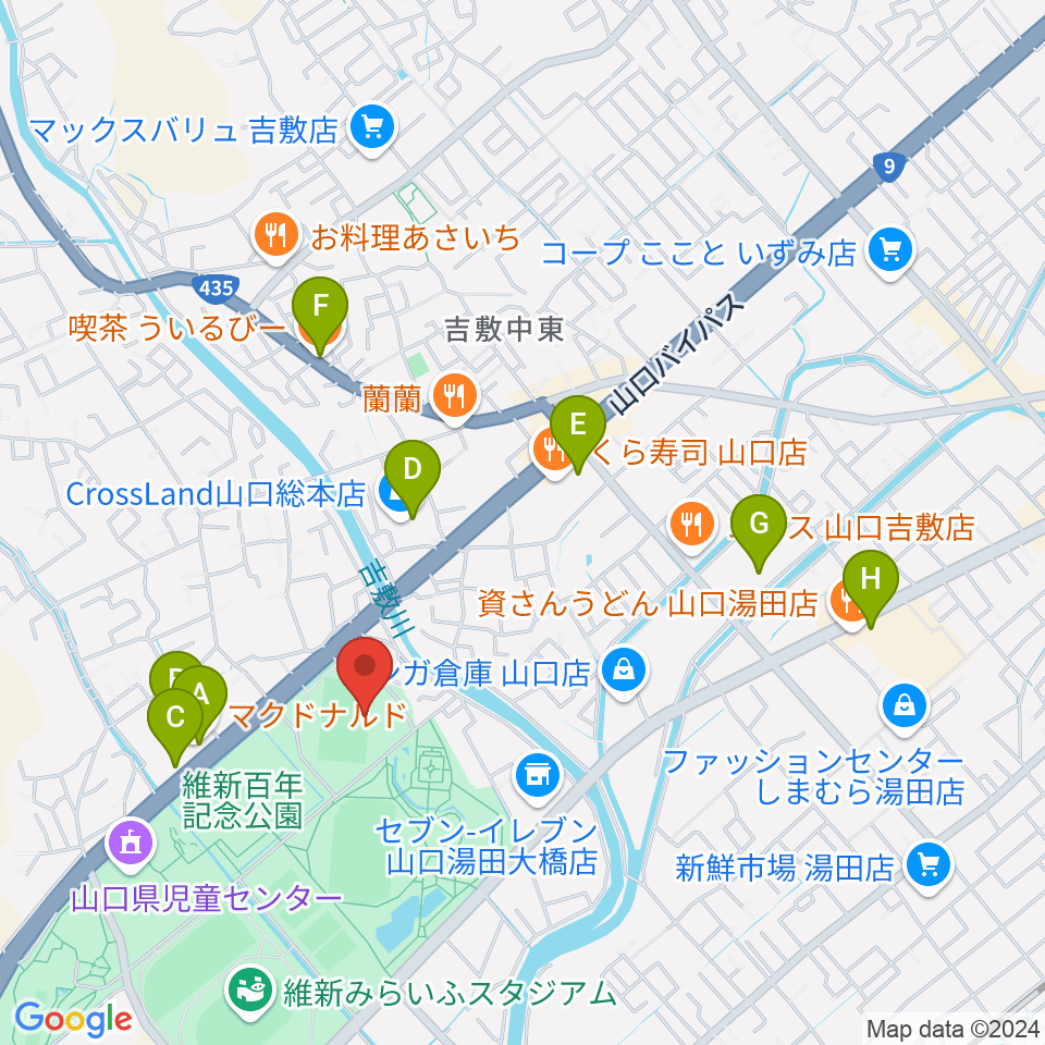 維新百年記念公園ラグビー・サッカー場周辺のカフェ一覧地図