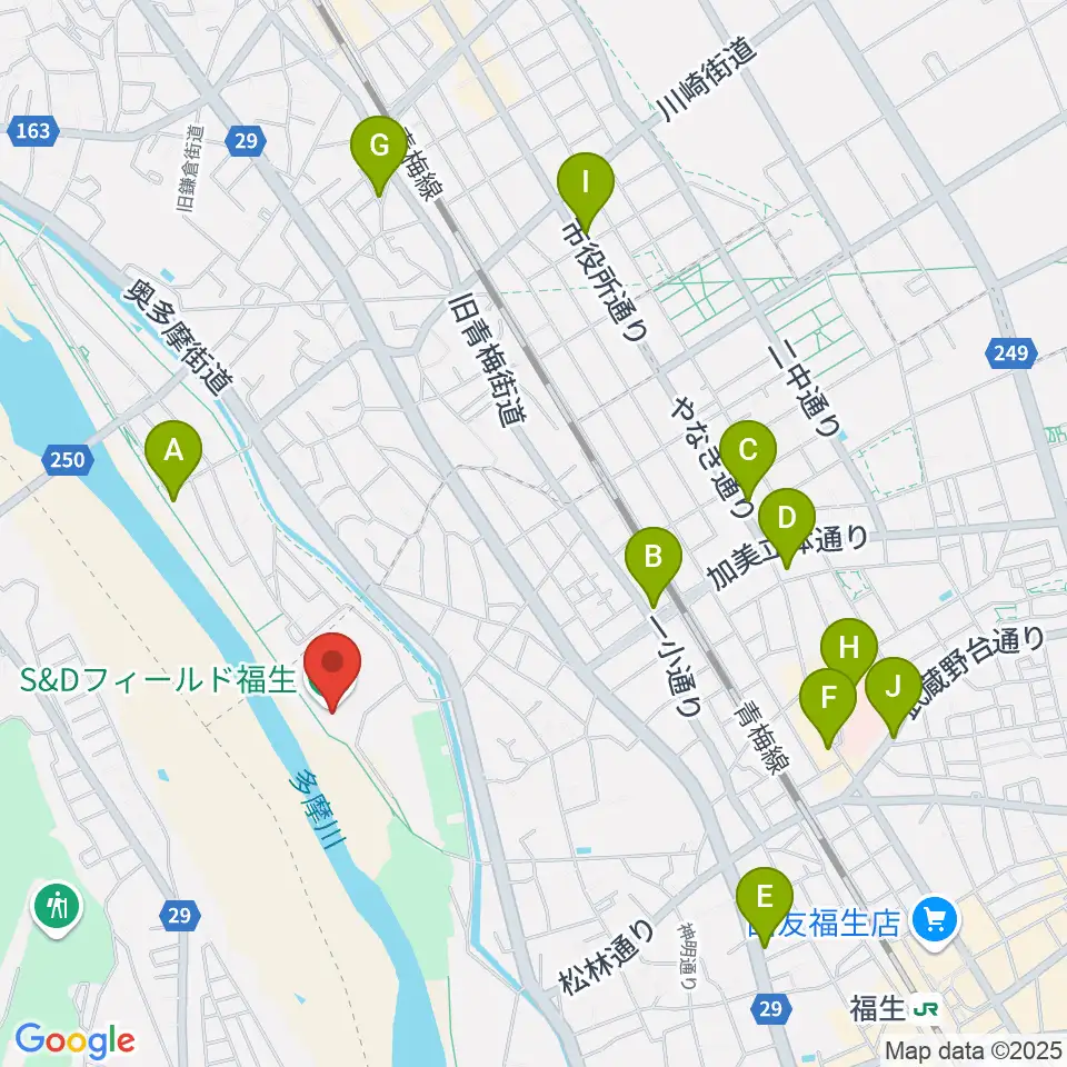 S&Dフィールド福生周辺のカフェ一覧地図