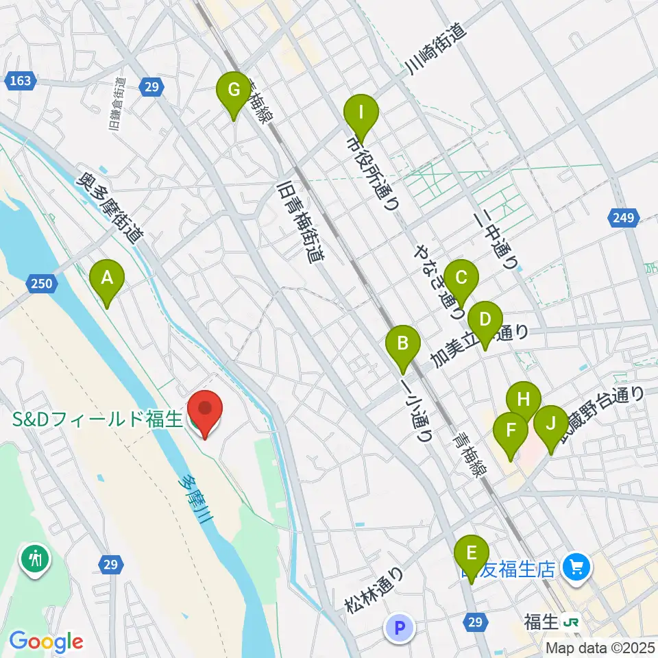 S&Dフィールド福生周辺のカフェ一覧地図