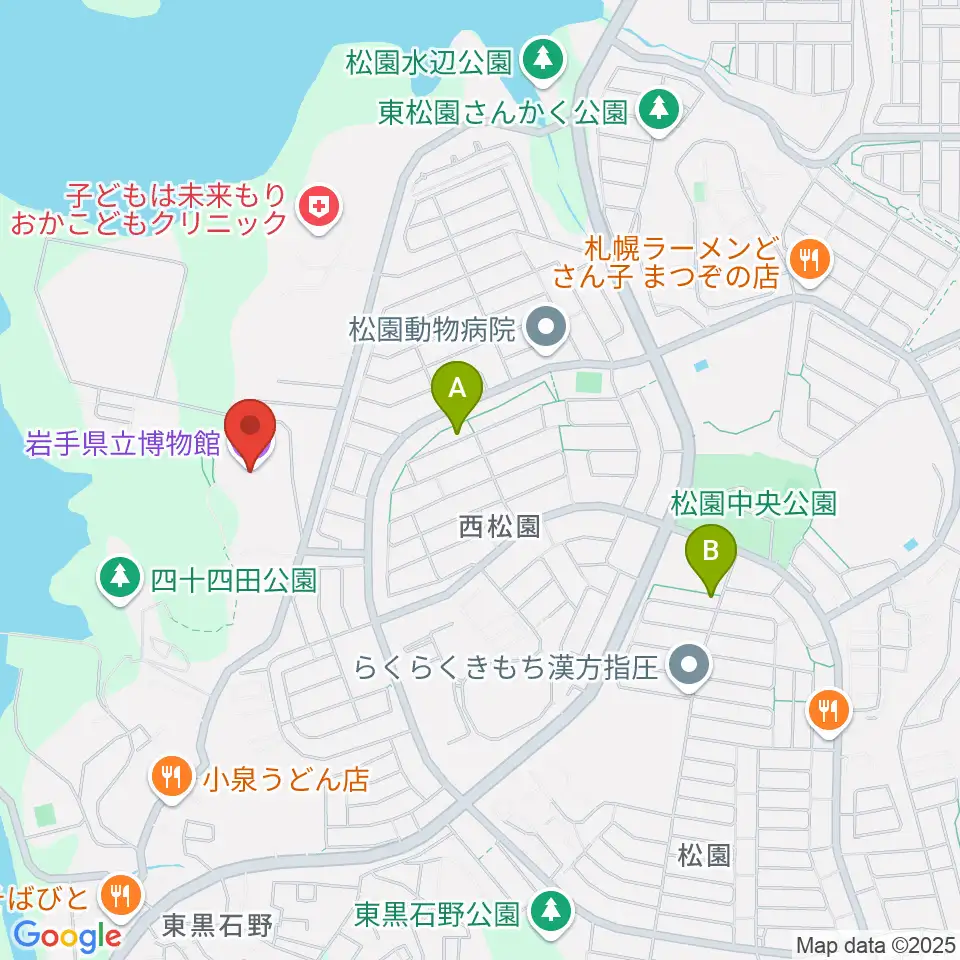 岩手県立博物館周辺のカフェ一覧地図