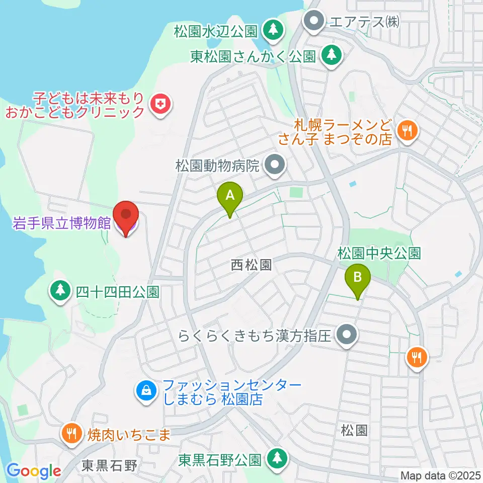 岩手県立博物館周辺のカフェ一覧地図