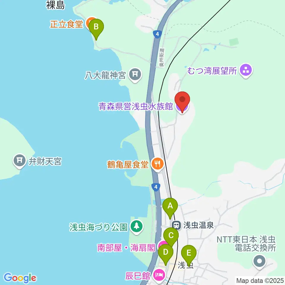 青森県営浅虫水族館周辺のカフェ一覧地図