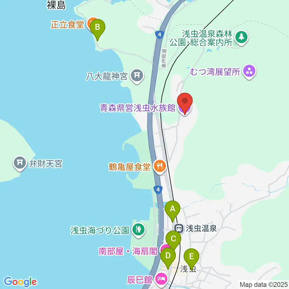 青森県営浅虫水族館周辺のカフェ一覧地図