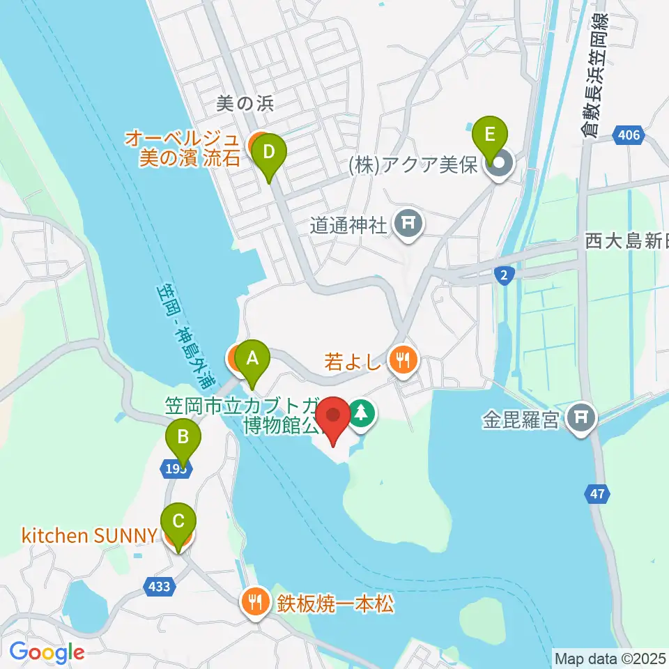 笠岡市立カブトガニ博物館周辺のカフェ一覧地図