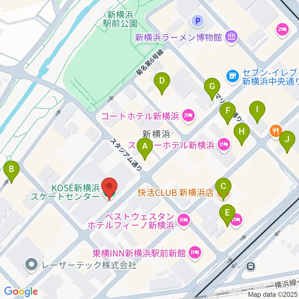KOSÉ新横浜スケートセンター周辺のカフェ一覧地図