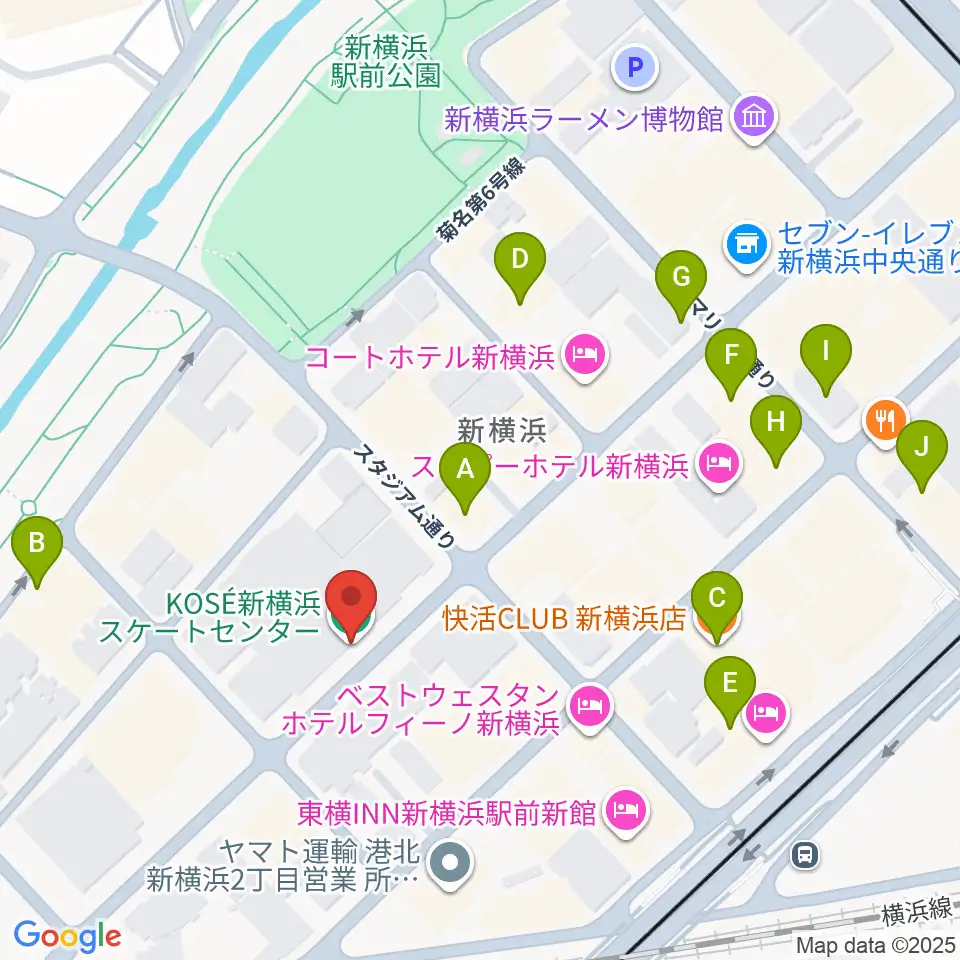 KOSÉ新横浜スケートセンター周辺のカフェ一覧地図
