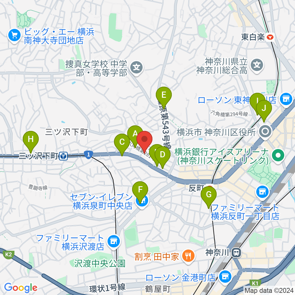 みずさわ管楽器工房周辺のカフェ一覧地図