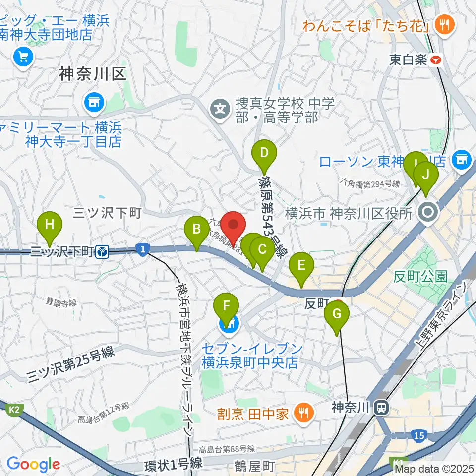 みずさわ管楽器工房周辺のカフェ一覧地図